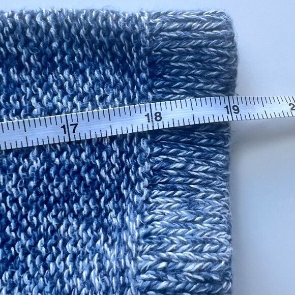 L.L. Bean 100% Cotton Striped Sweater Large Blue/Cream Fisherman Cozy - Picture 13 of 14